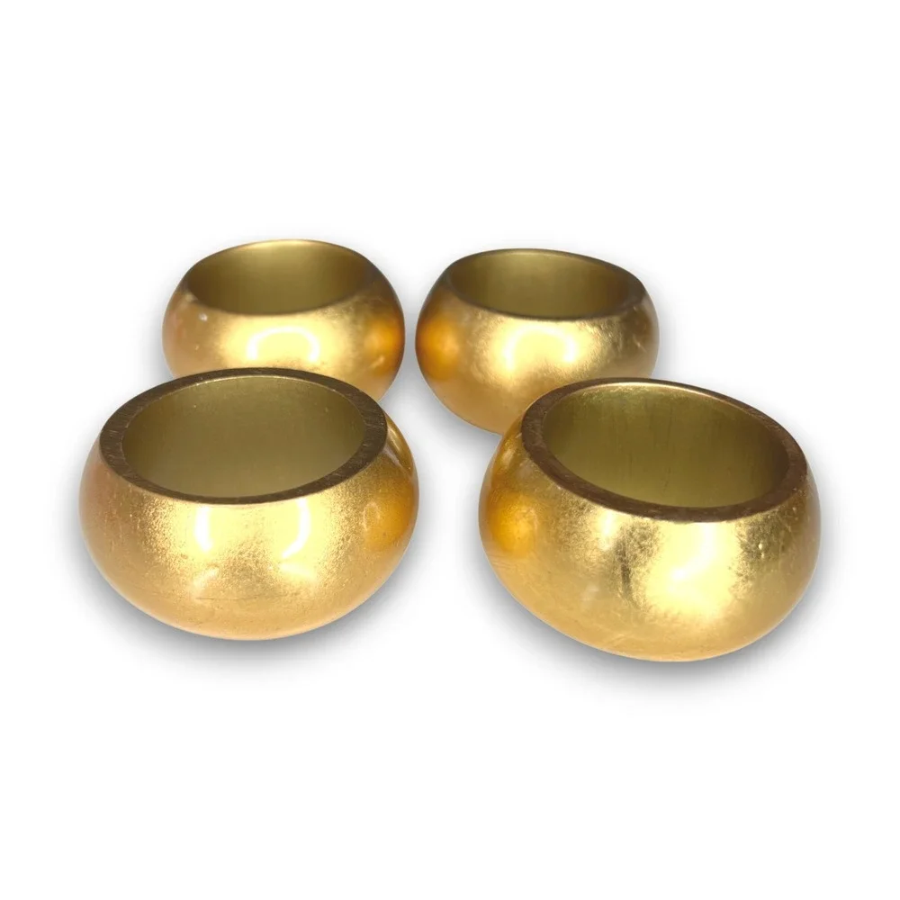Gold Tone Napkin Rings Set of 4 Thick Rounded Table Decor Unbranded